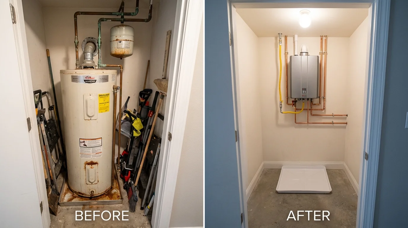 Tank water heater versus wall-mounted tankless unit comparison for Ada, OK homeowners
